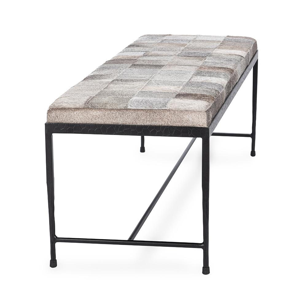 Classic Home  - Achen Hair on Hide Bench - Gray - 53002072 veiw 3