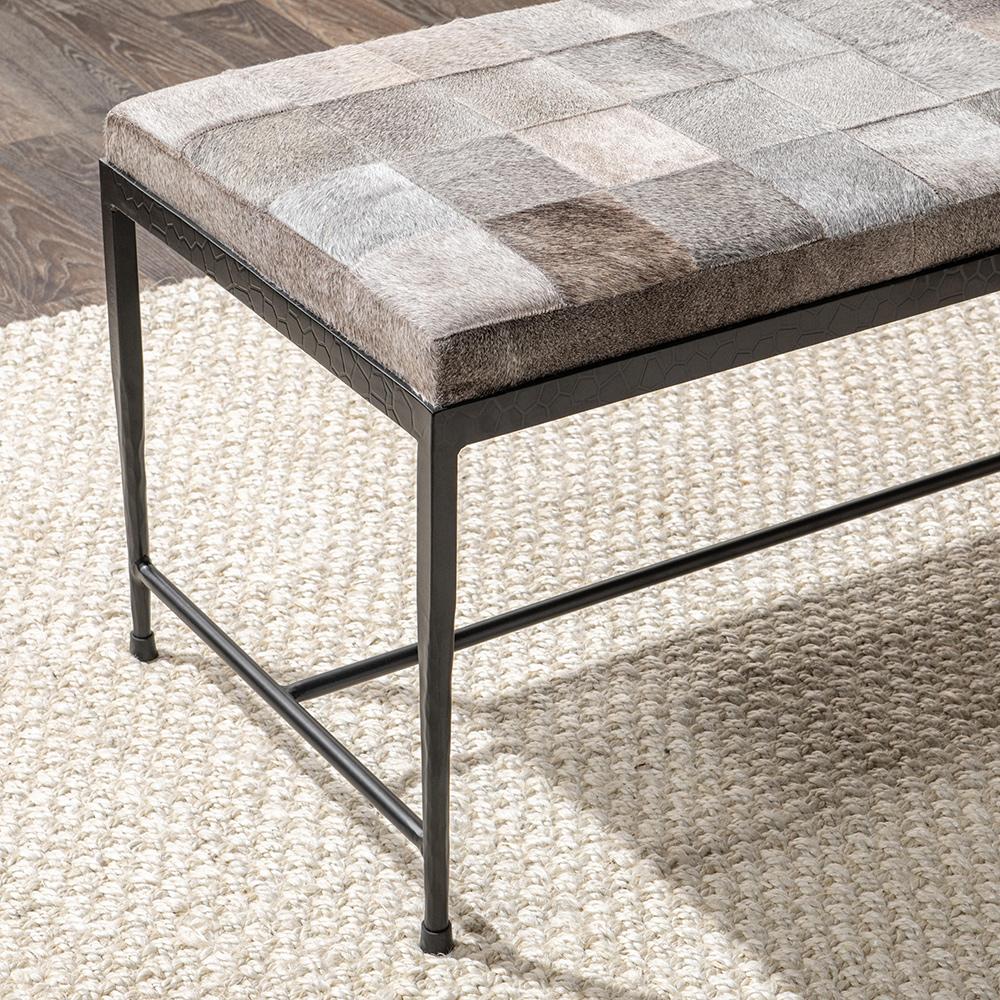 Classic Home  - Achen Hair on Hide Bench - Gray - 53002072 veiw 7