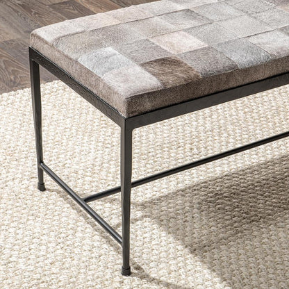 Classic Home  - Achen Hair on Hide Bench - Gray - 53002072 veiw 7
