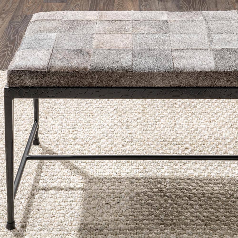 Classic Home  - Achen Hair on Hide Bench - Gray - 53002072 veiw 8