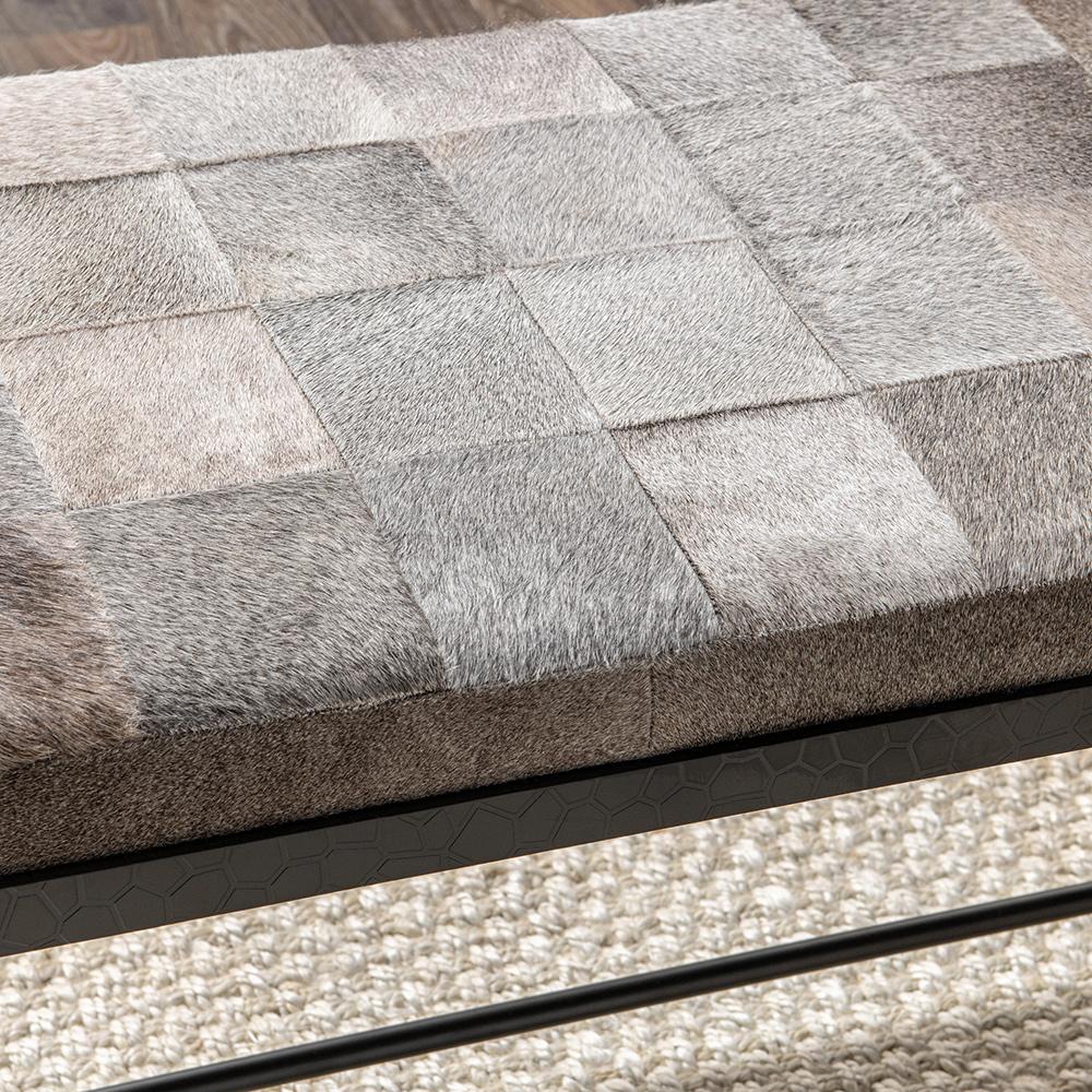 Classic Home  - Achen Hair on Hide Bench - Gray - 53002072 veiw 9