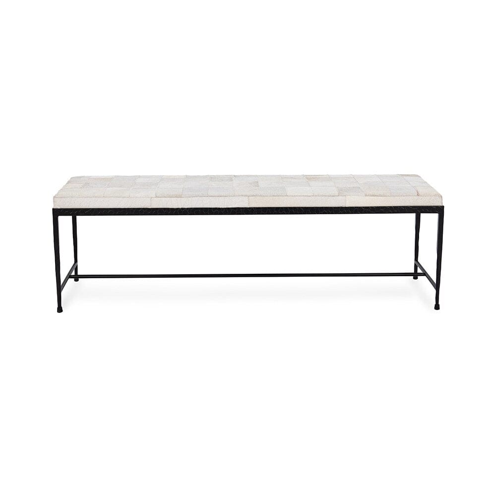 Classic Home  - Achen Hair on Hide Bench - Ivory - 53002071 veiw 2