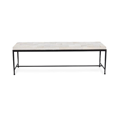 Classic Home  - Achen Hair on Hide Bench - Ivory - 53002071 veiw 2