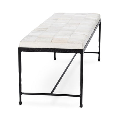 Classic Home  - Achen Hair on Hide Bench - Ivory - 53002071 veiw 3