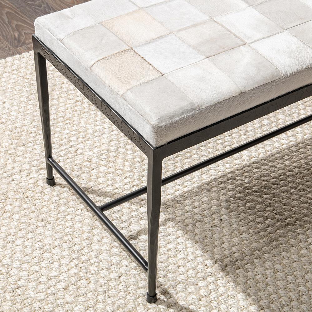 Classic Home  - Achen Hair on Hide Bench - Ivory - 53002071 veiw 7