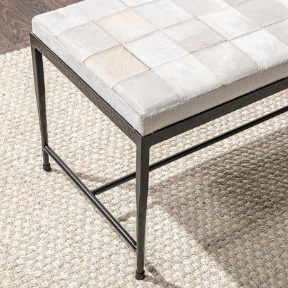 Classic Home  - Achen Hair on Hide Bench - Ivory - 53002071 veiw 7