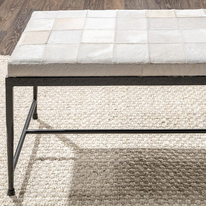 Classic Home  - Achen Hair on Hide Bench - Ivory - 53002071 veiw 8