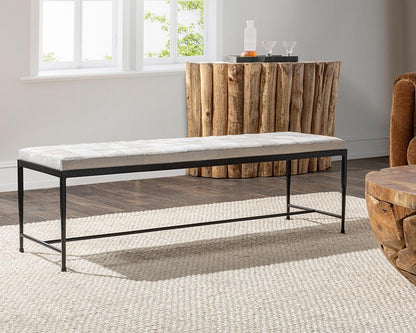 Classic Home  - Achen Hair on Hide Bench - Ivory - 53002071 veiw 10