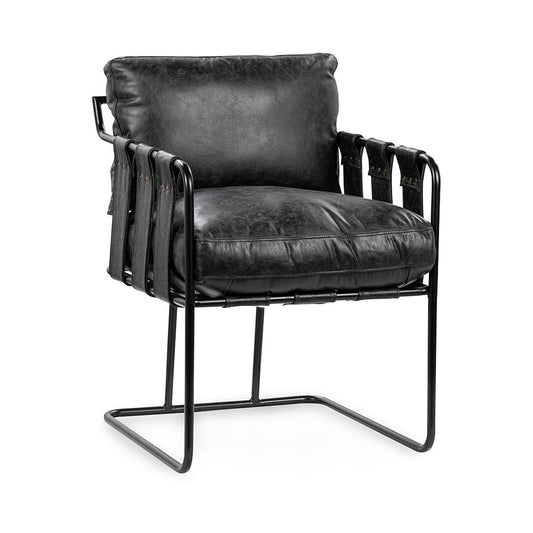 Classic Home  - Strapling Leather Dining Chair - Black - 53002062 veiw 1