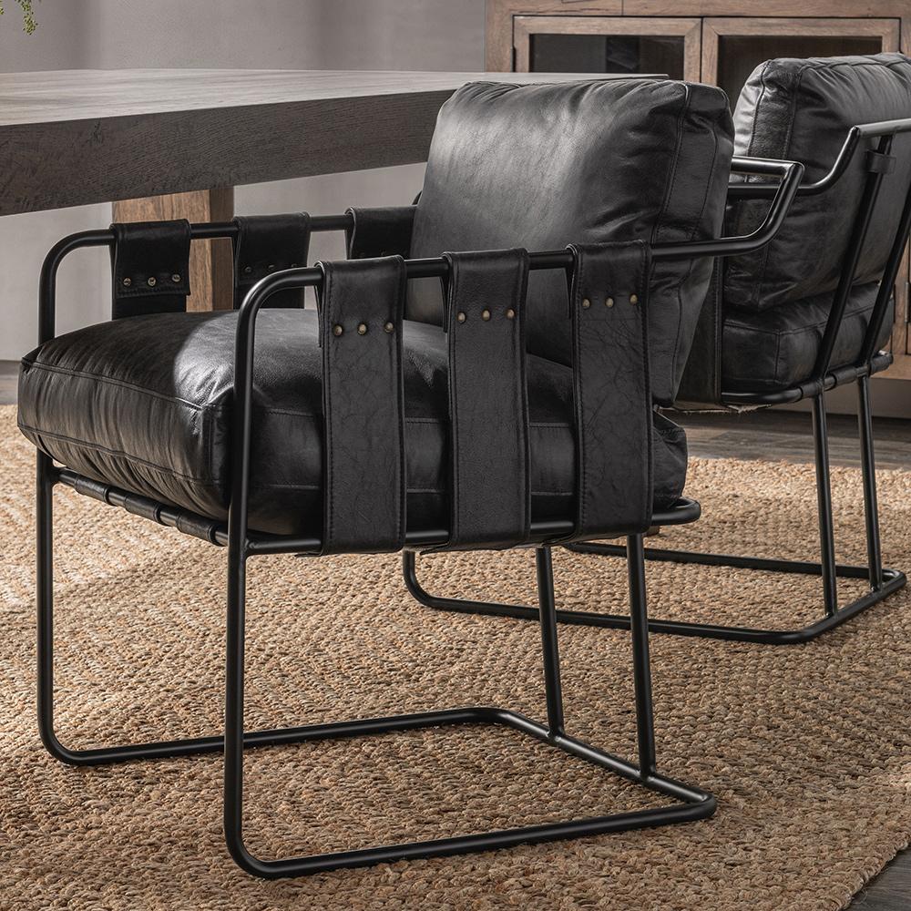 Classic Home  - Strapling Leather Dining Chair - Black - 53002062 veiw 9