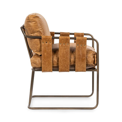 Classic Home  - Strapling Leather Dining Chair - Chestnut - 53002061 veiw 3
