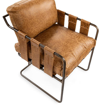 Classic Home  - Strapling Leather Dining Chair - Chestnut - 53002061 veiw 5