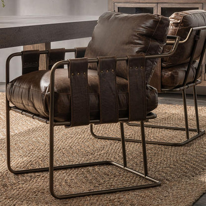 Classic Home  - Strapling Leather Dining Chair - Cocoa Brown - 53002063 veiw 9
