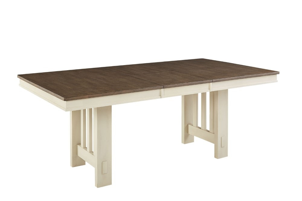 A-America - Bremerton 60in - 78in Trestle Table with Slat Base, Saddledust-Oyster Finish - BRMSO6330 veiw 1