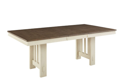 A-America - Bremerton 60in - 78in Trestle Table with Slat Base, Saddledust-Oyster Finish - BRMSO6330 veiw 1