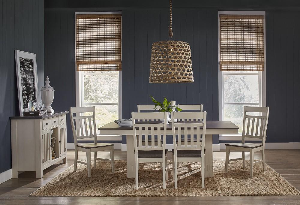 A-America - Bremerton 60in - 78in Trestle Table with Slat Base, Saddledust-Oyster Finish - BRMSO6330 veiw 3