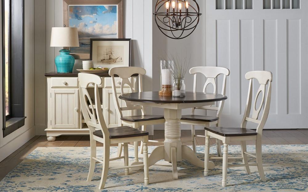 A-America - British Isles 26in - 42in Drop Leaf Table in Chalk-Cocoa Bean Finish - BRICO6100 view 3