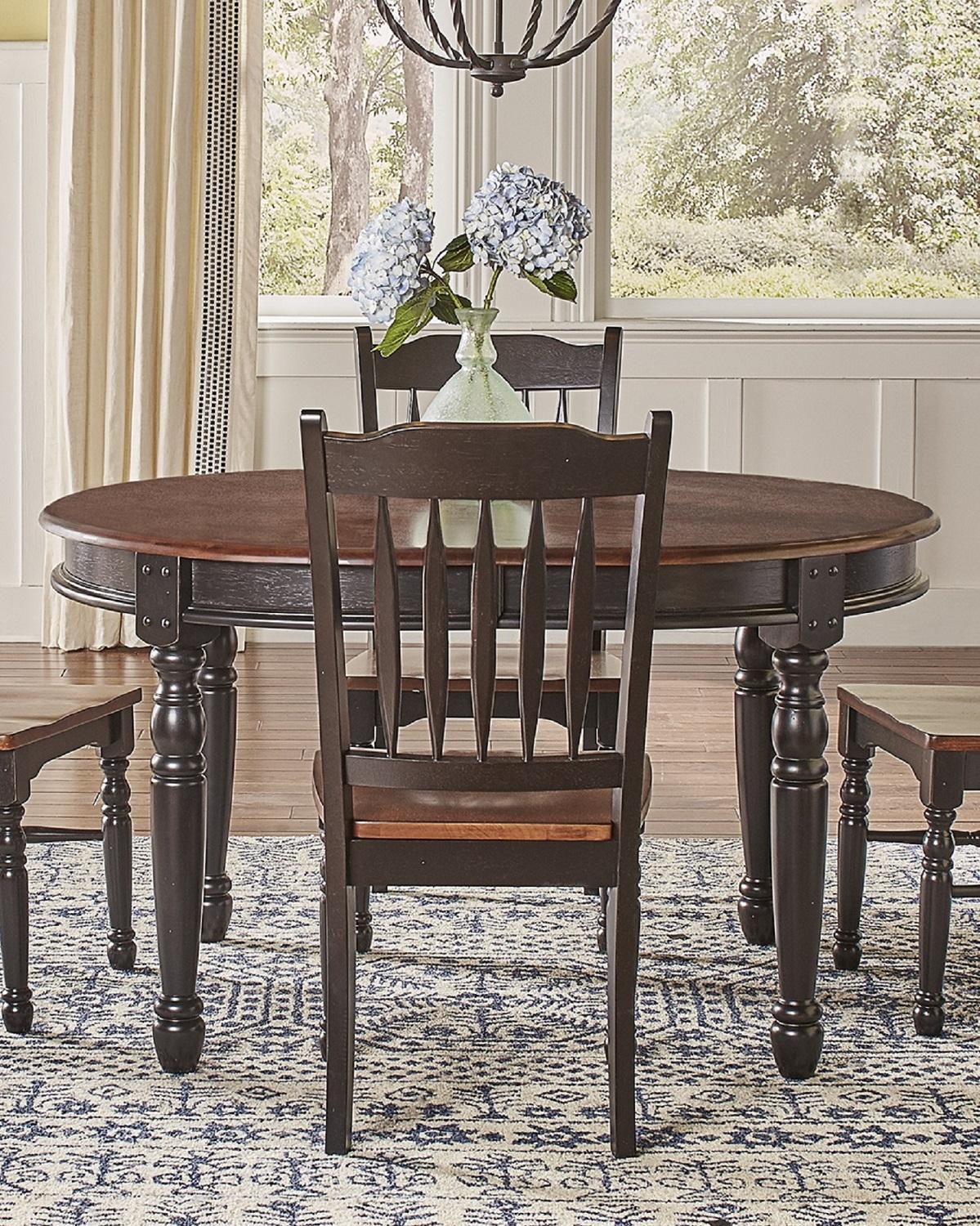 A-America - British Isles 52in - 76in Oval Dining Table with (2) 12in Leaves in Oak-Black Finish - BRIOB6310 view 1