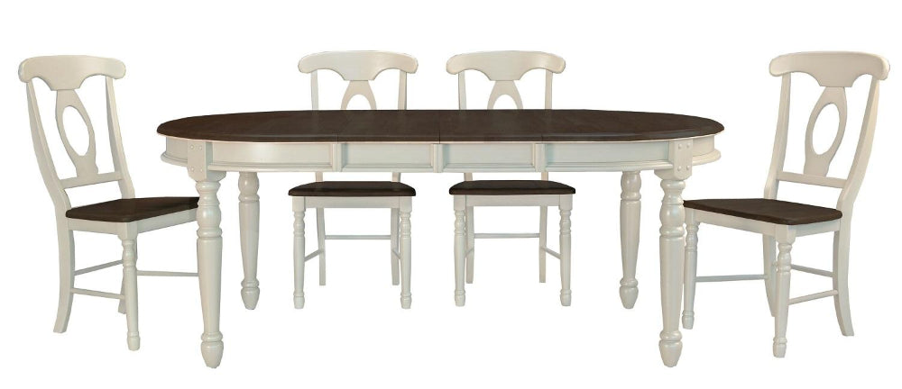 A-America - British Isles 52in - 76in Oval Leaf Table in Chalk Finish - BRICO6310 view 2