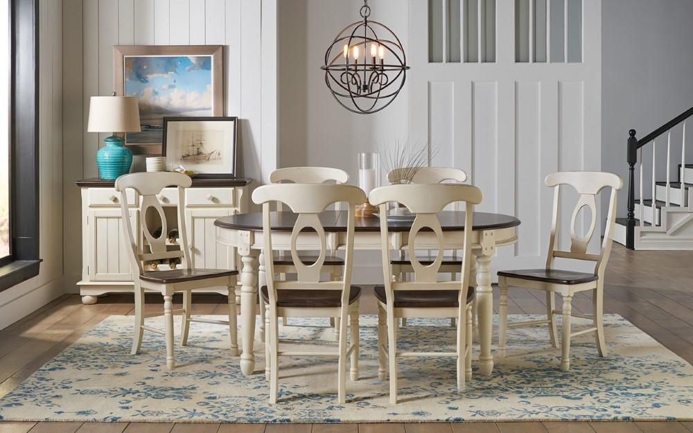 A-America - British Isles 52in - 76in Oval Leaf Table in Chalk Finish - BRICO6310 view 4