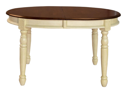 A-America - British Isles 54in - 76in Oval Dining Table with (2) 12in Leaves in Merlot-Buttermilk Finish - BRIMB6310 view 1