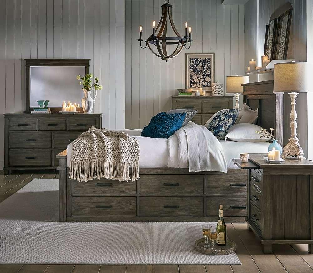 A-America - Glacier Point Queen Captains Bed, Greystone Finish - GLPGR5051 veiw 6