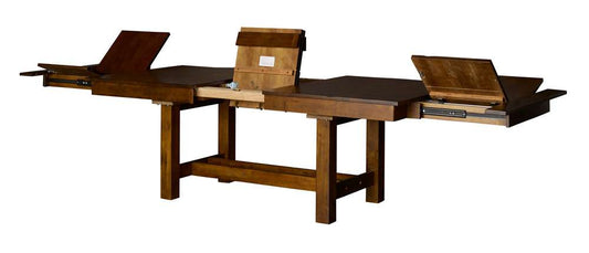 A-America - Mariposa 78in - 132in Trestle Table with (3) 18in Butterfly Leaves, Rustic Whiskey Finish - MRPRW6081 view 2