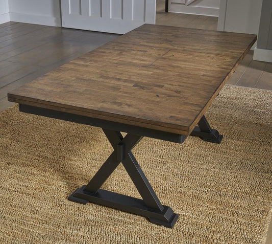 A-America - Stormy Ridge 54in - 72in Trestle Table with (1) 18in Butterfly Leaf - STOBL6300 veiw 1