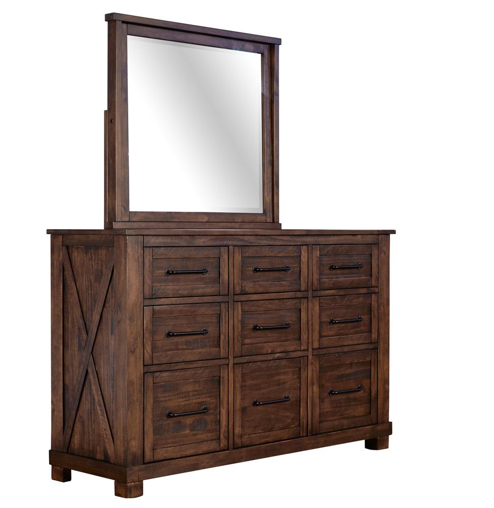 A-America - Sun Valley 9-Drawer Dresser & Mirror, Rustic Timber Finish in Rustic Timber - SUVRT5552 veiw 1