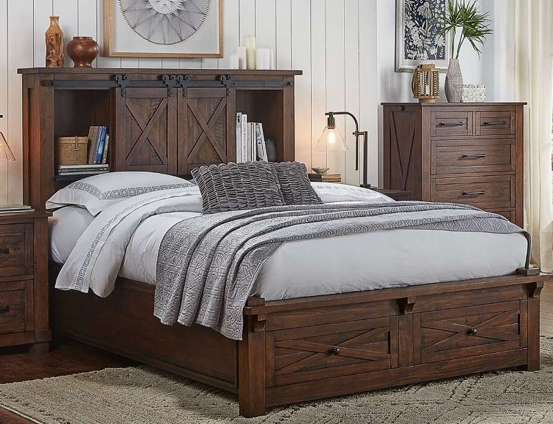 A-America - Sun Valley King Storage Bed with Integrated Bench, Rustic Timber Finish - SUVRT5131 veiw 1