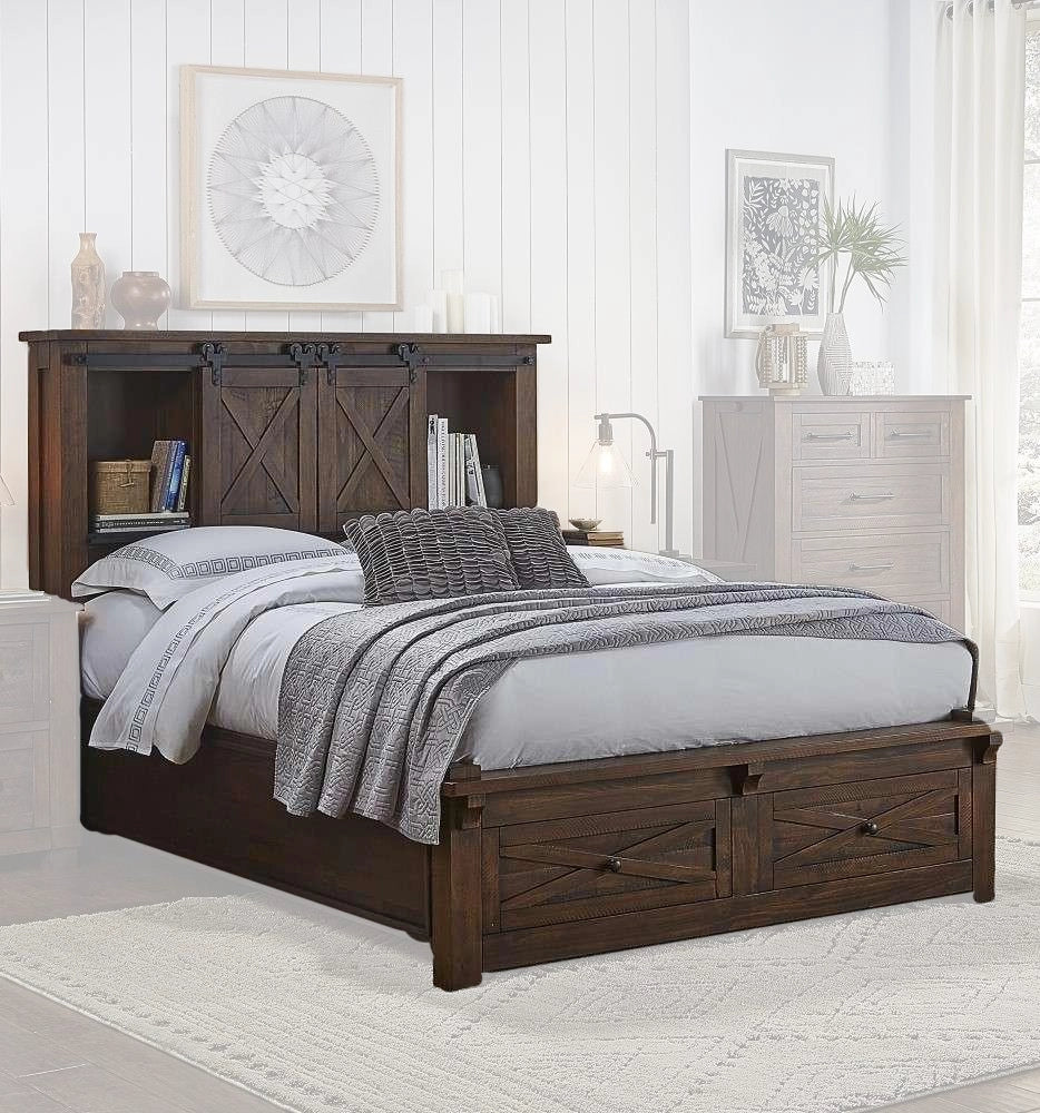 A-America - Sun Valley Queen Storage Bed with Integrated Bench, Rustic Timber Finish - SUVRT5031