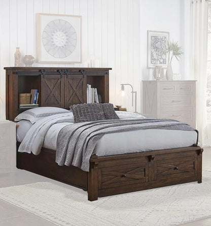 A-America - Sun Valley Queen Storage Bed with Integrated Bench, Rustic Timber Finish - SUVRT5031