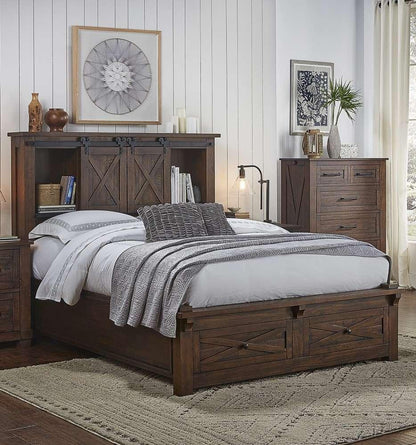 A-America - Sun Valley Queen Storage Bed with Integrated Bench, Rustic Timber Finish - SUVRT5031 veiw 1