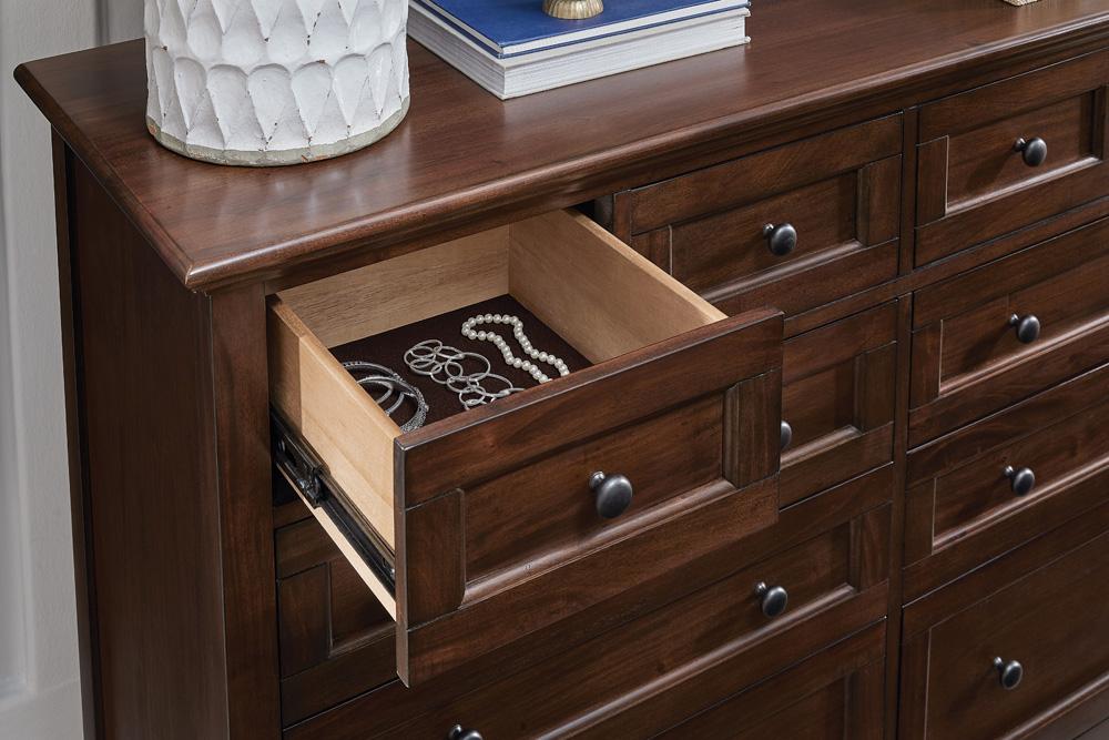 A-America - Westlake 10 Drawer Master Dresser & Mirror, Cherry Brown Finish in Cherry Brown - WSLCB5552 veiw 6