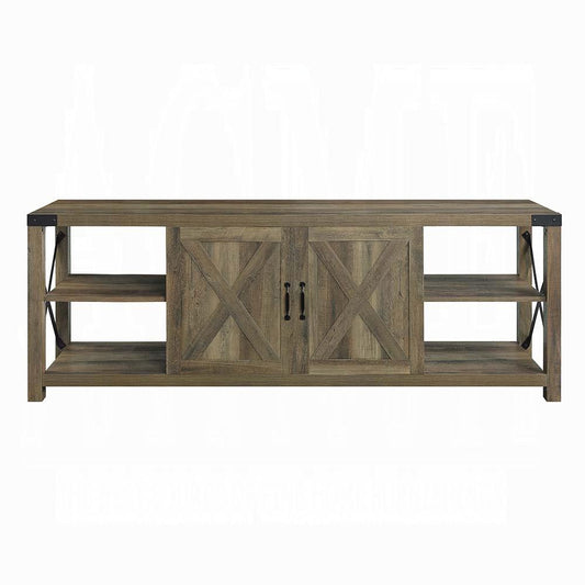 ACME Furniture - Abiram TV Stand - Rustic Oak Finish - LV01000 veiw 2