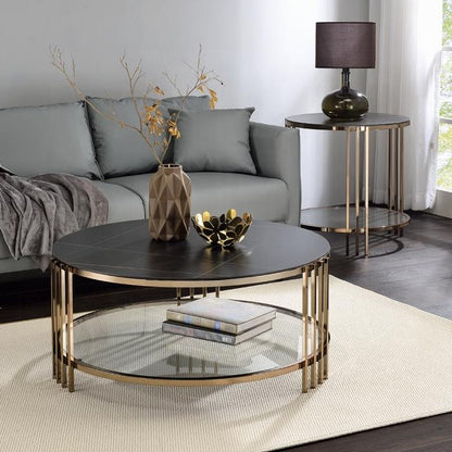 ACME Furniture - Abisha Coffee Table - Sintered Stone Top & Champagne Finish - LV02815 view 4