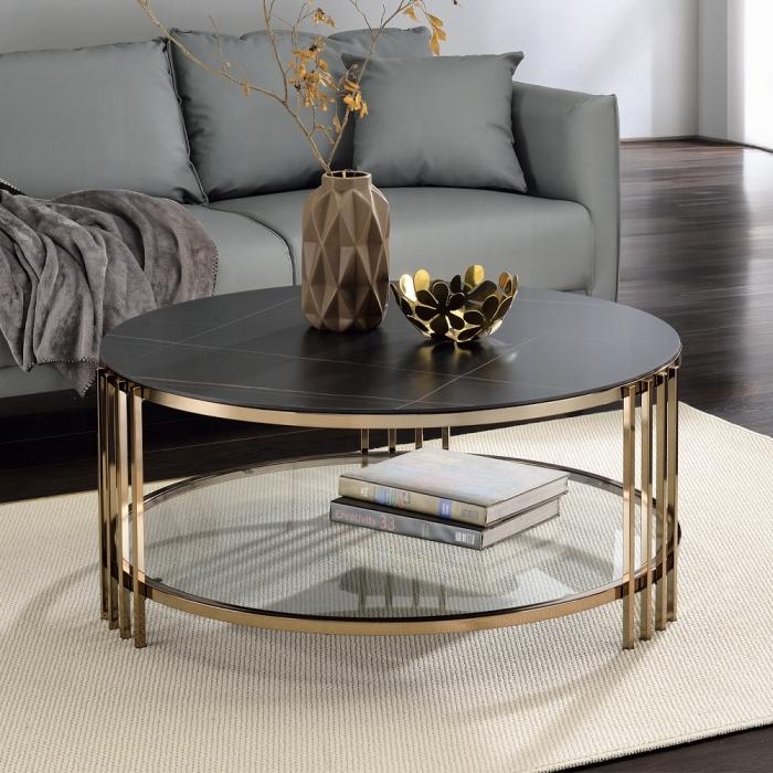 ACME Furniture - Abisha Coffee Table - Sintered Stone Top & Champagne Finish - LV02815 view 5