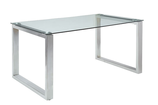 ACME Furniture - Abraham Dining Table - Clear Glass & Chrome Finish - 74015 veiw 1