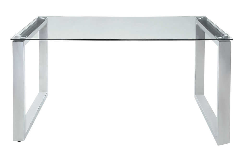 ACME Furniture - Abraham Dining Table - Clear Glass & Chrome Finish - 74015 veiw 2