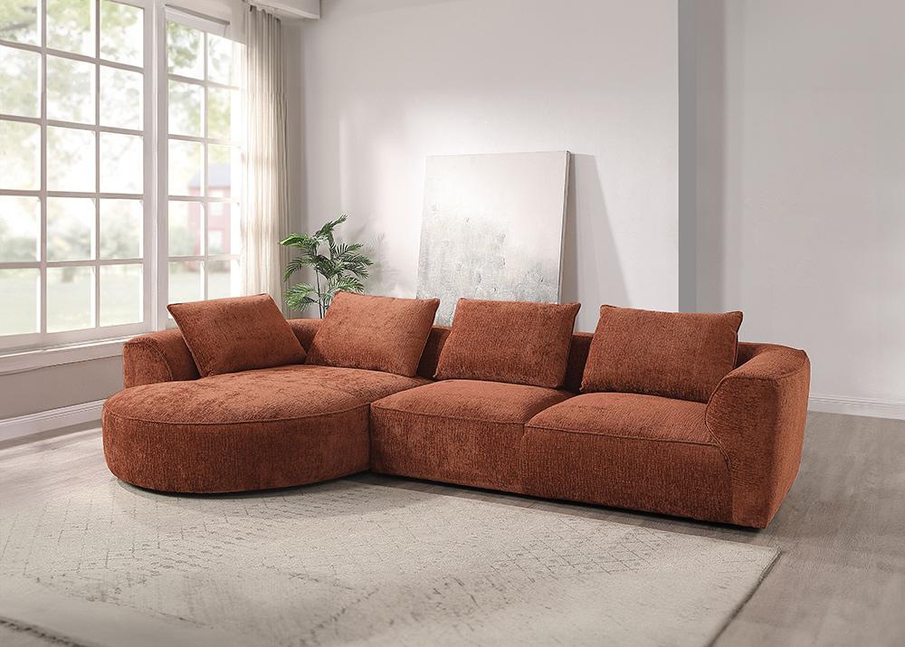 ACME Furniture - Aceso Sectional Sofa w/4 Pillows - Rust Brown Chenille - LV03240 veiw 1