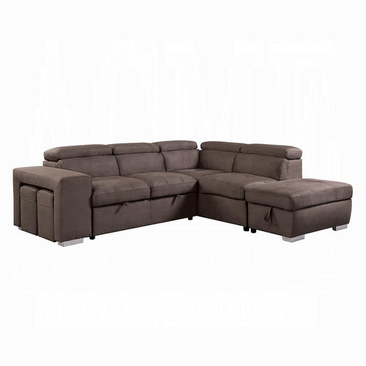 ACME Furniture - Acoose Sectional Sofa w/Sleeper - Brown Fabric - LV01025 veiw 1