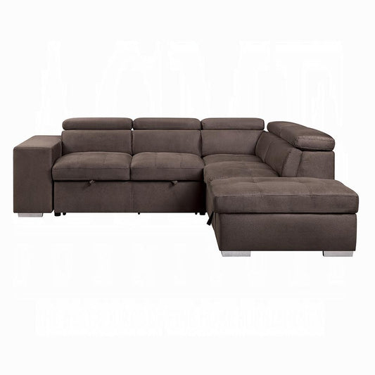 ACME Furniture - Acoose Sectional Sofa w/Sleeper - Brown Fabric - LV01025 veiw 2