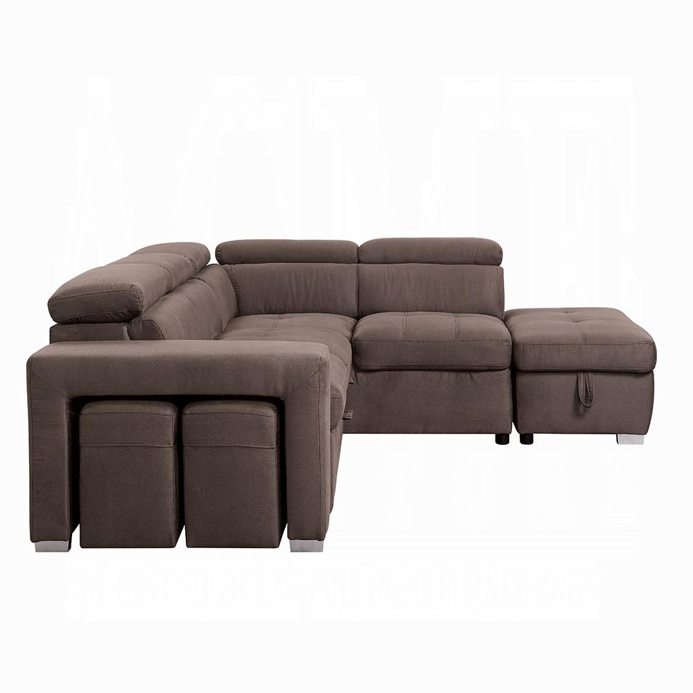 ACME Furniture - Acoose Sectional Sofa w/Sleeper - Brown Fabric - LV01025 veiw 3
