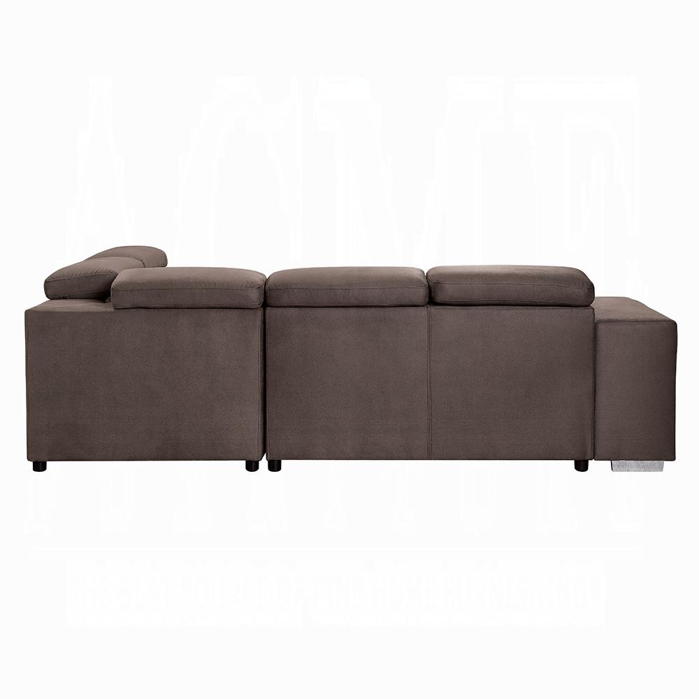 ACME Furniture - Acoose Sectional Sofa w/Sleeper - Brown Fabric - LV01025 veiw 4