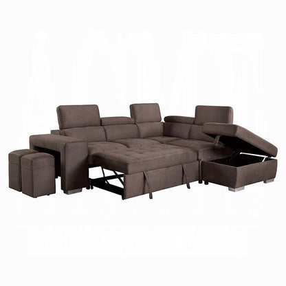 ACME Furniture - Acoose Sectional Sofa w/Sleeper - Brown Fabric - LV01025 veiw 5