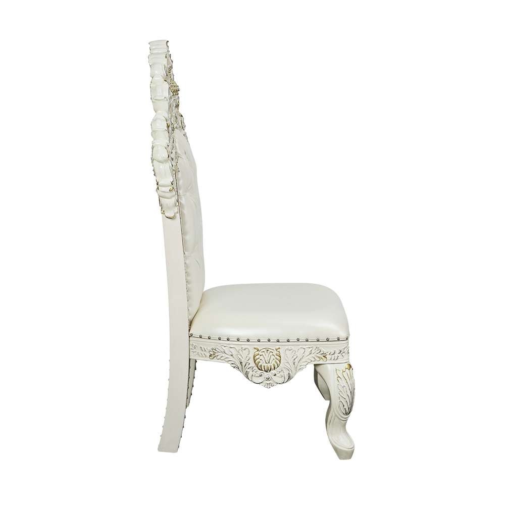 ACME Furniture - Adara Side Chair (Set of 2) - White Leather & Antique White - DN01230 view 3