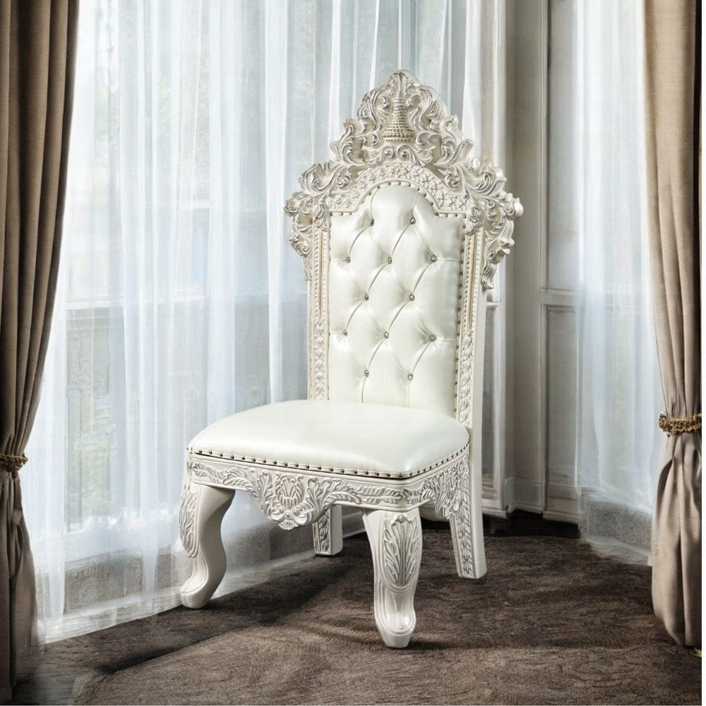 ACME Furniture - Adara Side Chair (Set of 2) - White Leather & Antique White - DN01230 view 6