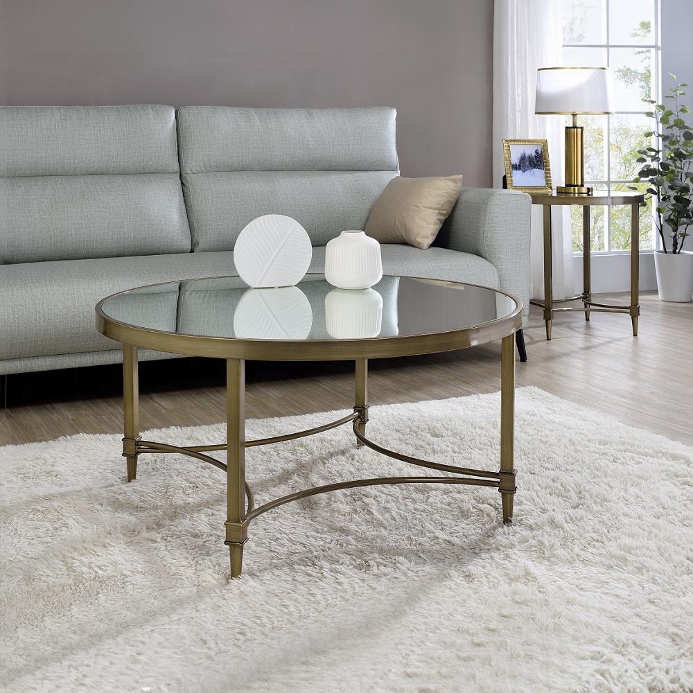 ACME Furniture - Aditya Coffee Table - Mirrored & Antique Brass Finish - LV02735 veiw 4