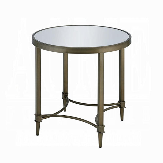 ACME Furniture - Aditya End Table - Mirrored & Antique Brass Finish - LV02736 veiw 1