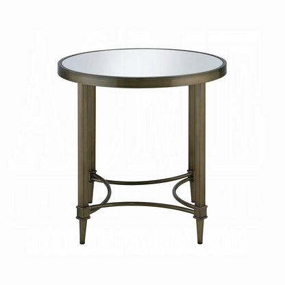 ACME Furniture - Aditya End Table - Mirrored & Antique Brass Finish - LV02736 veiw 2